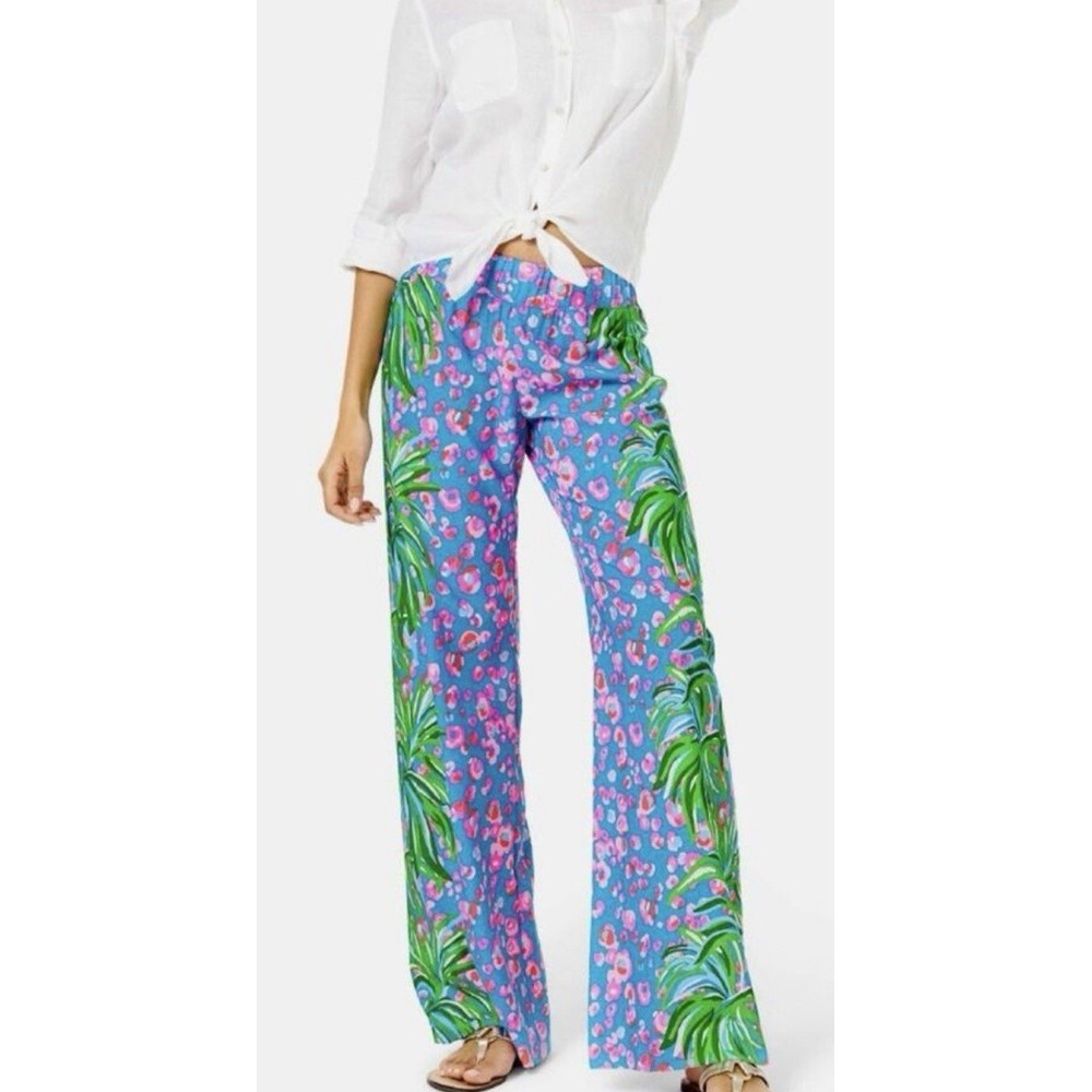 Lilly‎ Pulitzer Bal  Harbour Turquoise Shore I SPY Wide leg Palooza Pants NWT XS